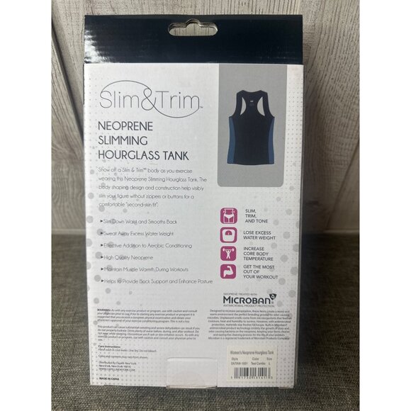 Slim & Trim Neoprene Slimming Hourglass Black Tank  Large Back Support Exercise - Picture 3 of 3